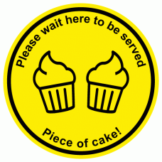 Please wait here to be served - Cupcake social distancing floor sign