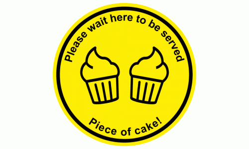 Please wait here to be served - Cupcake social distancing floor sign