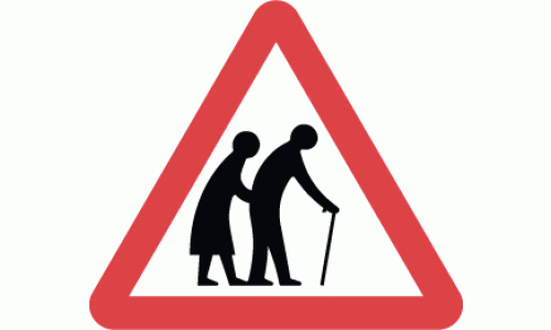 Frail elderly or disabled pedestrians likely to cross road ahead - DOT 544.2