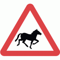 Wild horses or ponies likely to be in or crossing road ahead - DOT 550