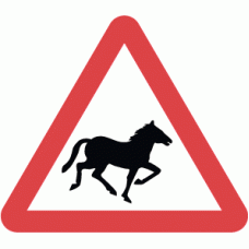Wild horses or ponies likely to be in or crossing road ahead - DOT 550