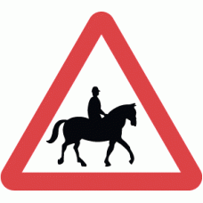 Accompanied horses or ponies likely to be in or crossing road ahead - DOT 550.1 Sign