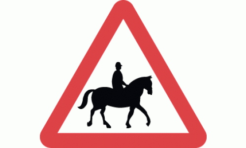 Accompanied horses or ponies likely to be in or crossing road ahead - DOT 550.1 Sign