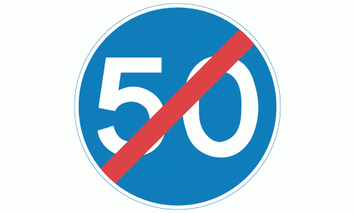 End of 50 mph minimum speed limit sign - DOT 673