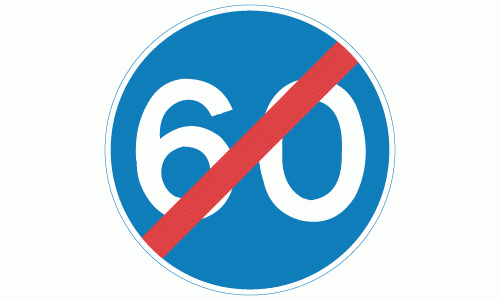 End of 60 mph minimum speed limit sign - DOT 673