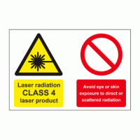 Laser radiation CLASS 4 laser product Avoid eye or skin exposure to direct or scatted radiation sign