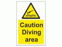 Caution Diving area sign