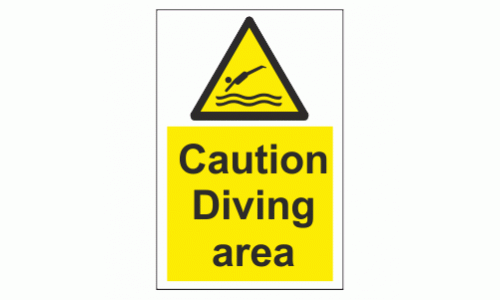 Caution Diving area sign