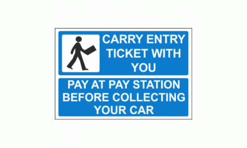 Carry entry ticket with you pay at pay station before collecting your car sign