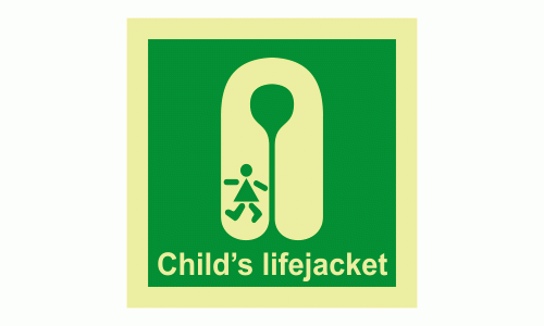 Clilds Life Jacket Photoluminescent IMO Safety Sign