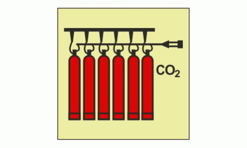IMO - Fire Control Symbols CO2 Battery Photoluminescent Sign IMO 6048