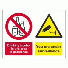 Drinking alcohol in this area is prohibited you are under surveillance sign
