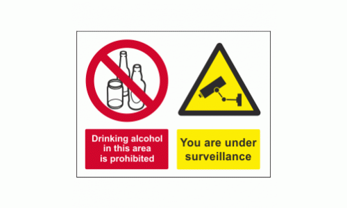 Drinking alcohol in this area is prohibited you are under surveillance sign