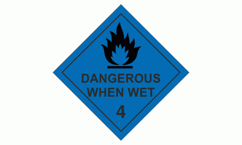 Class 4 Dangerous When Wet 4.3 - 250 labels per roll
