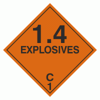 Class 1 Explosive 1.4C labels - 250 labels per roll