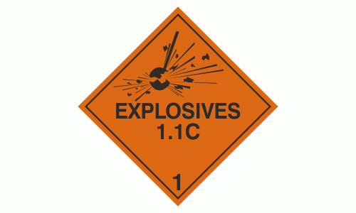 Class 1 Explosive 1.1C labels - 250 labels per roll
