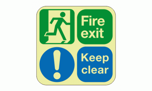 Photoluminescent Fire exit keep clear floor marker 