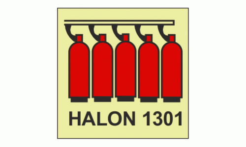 IMO - Fire Control Symbols Halon 1301 Battery Photoluminescent Sign IMO 6010