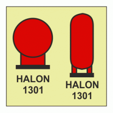 IMO - Fire Control Symbols Halon 1301 Bottles in protected area Photoluminescent Sign IMO 6050