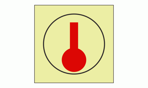 IMO - Fire Control Symbols Heat Detector Photoluminescent Sign IMO 6061