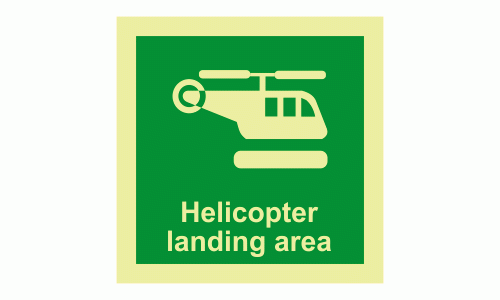 Helicopter Landing Area Photoluminescent IMO Safety Sign
