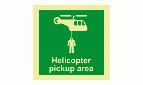 Helicopter Pickup Area Photoluminescent IMO Safety Sign