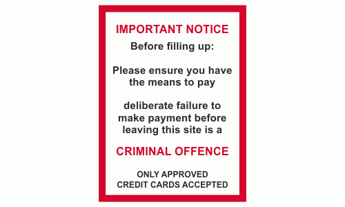 Important Notice Before filling up: Please ensure you have the means to pay deliberate failure to make payment before leaving this site is a CRIMINAL OFFENCE ONLY APPROVED CREDIT CARDS ACCEPTED