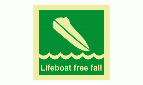 Lifeboat Free Fall Photoluminescent IMO Safety Sign