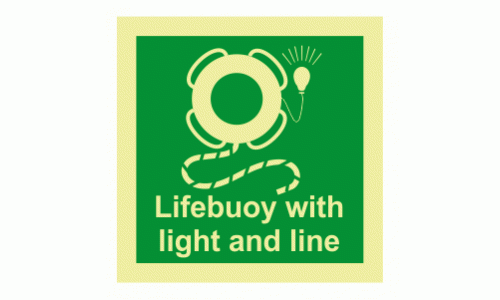 Lifebuoy With Light and line Photoluminescent IMO Safety Sign