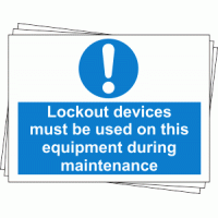 Lockout Labels - Lockout devices must be used on this equipment during maintenance (Pack of 10)