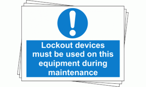 Lockout Labels - Lockout devices must be used on this equipment during maintenance (Pack of 10)