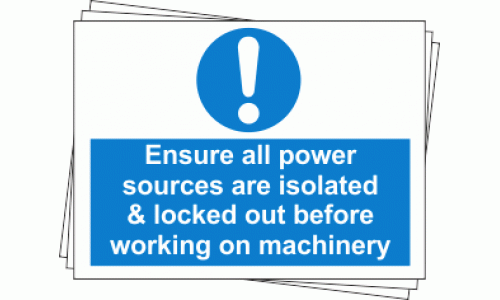 Lockout Labels - Ensure all power sources are isolated & locked out before working on machinery (Pack of 10)
