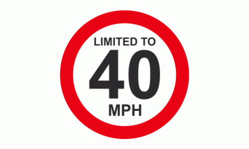 Limited To 40 MPH Vehicle Speed Limit Sign