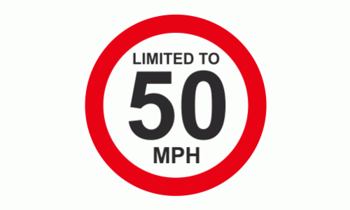 Limited To 50 MPH Vehicle Speed Limit Sign