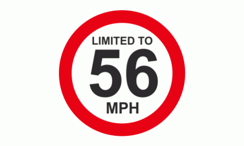 Limited To 56 MPH Vehicle Speed Limit Sign