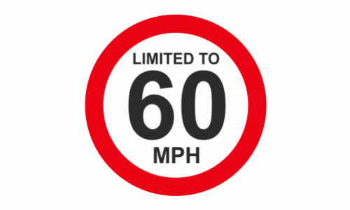 Limited To 60 MPH Vehicle Speed Limit Sign