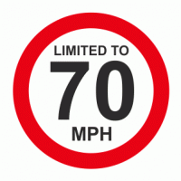 Limited To 70 MPH Vehicle Speed Limit Sign