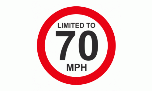 Limited To 70 MPH Vehicle Speed Limit Sign