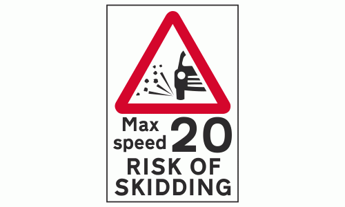 Max speed 20 RISK OF SKIDDING