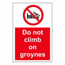 Do not climb on groynes sign