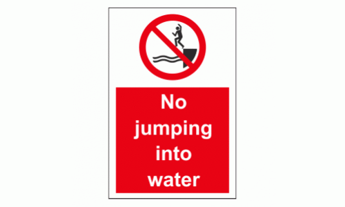 No jumping into water sign