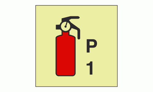 IMO - Fire Control Symbols Powder Fire Extinguisher Photoluminescent Sign IMO 6084