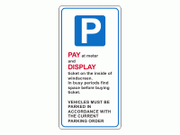 PAY at meter and DISPLAY ticket sign