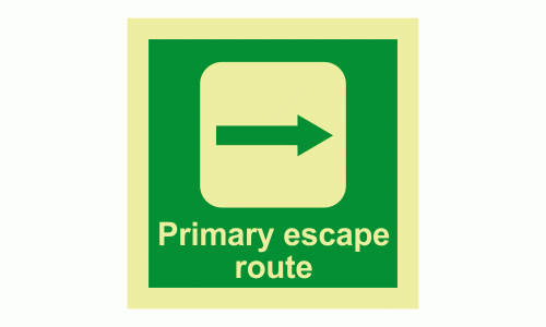 Primary Escape Route Photoluminescent IMO Safety Sign