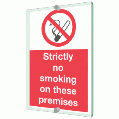 Strictly no smoking on these premises sign 