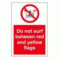 Do not surf between red and yellow flags sign