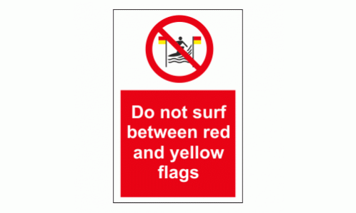 Do not surf between red and yellow flags sign
