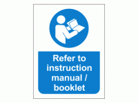 Refer to instruction manual booklet sign