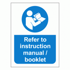 Refer to instruction manual booklet sign