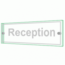 Reception Sign - Clearview Printed onto 6mm Cast Acrylic With Green Edge, Comes Complete With X2 Stainless Steel Standoffs.
